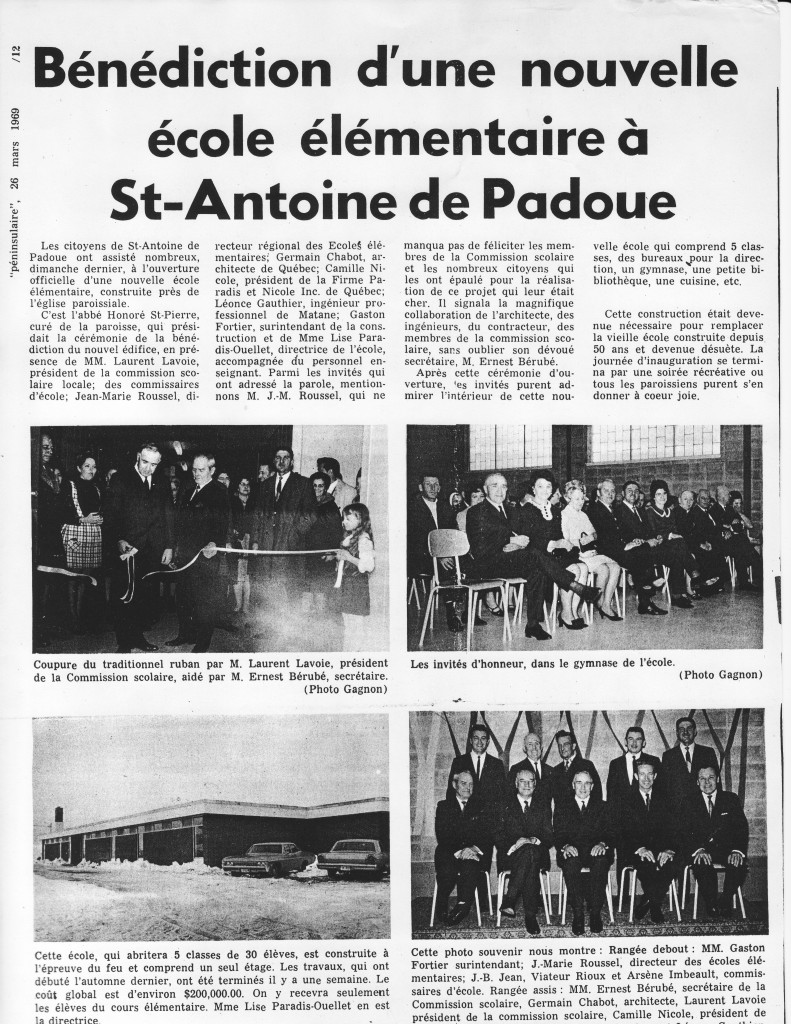 Bénédiction d'une nouvelle école élémentaire à Padoue. Péninsulaire, 26 mars 1969